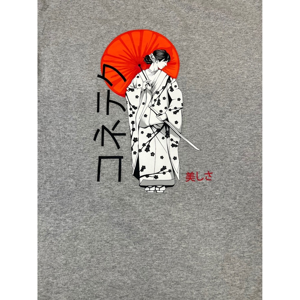 Connetic Mens Gray Japanese Kimono Samurai Katana Graphic T-Shirt Size M NEW